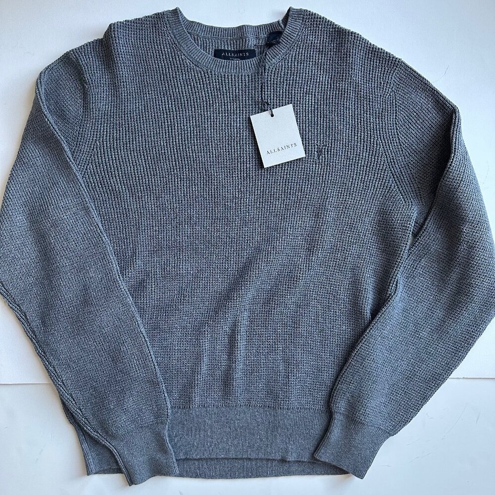 Allsaints Waffle-Knit Cotton Jumper - Gray - XL (NWT)